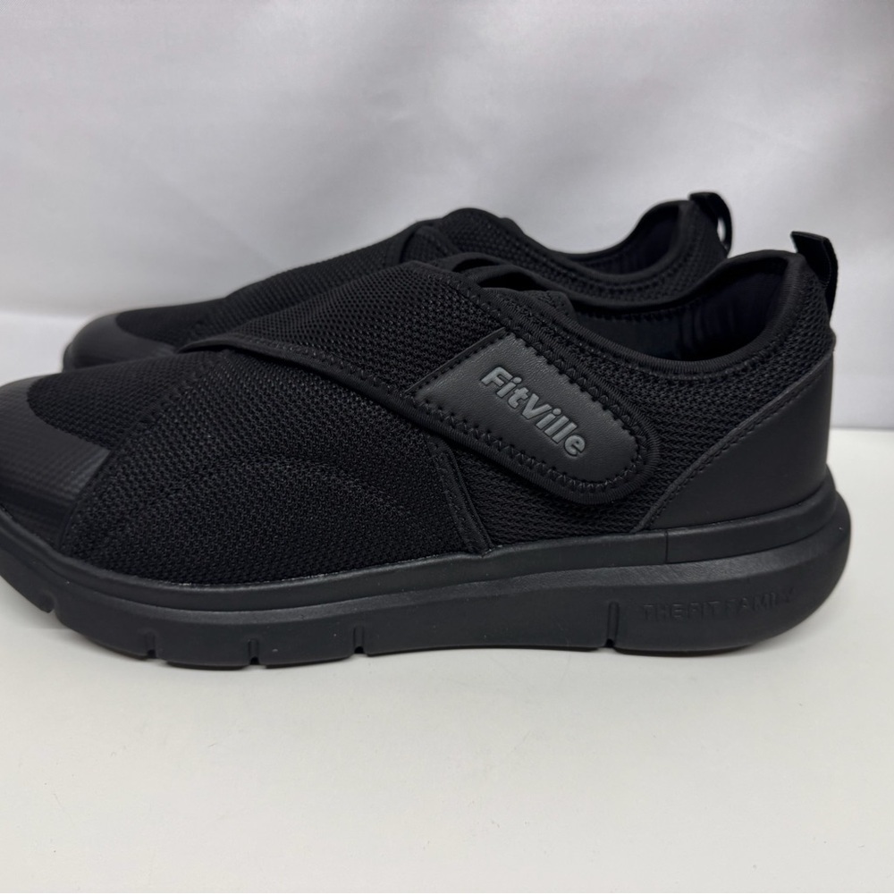 Men’s FitVille EasyTop V5 Black Athletic Shoes 14W